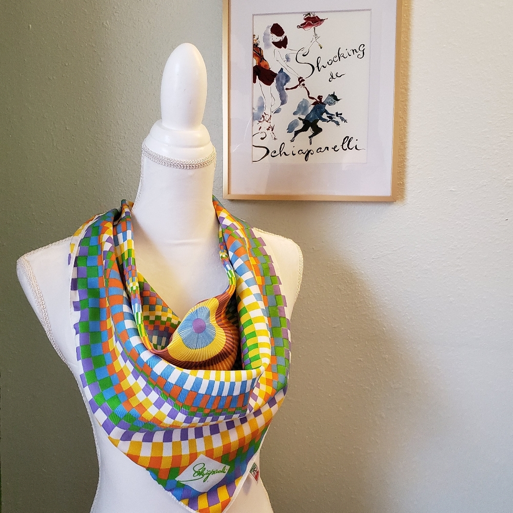 Vintage Schiaparelli Scarf & Print Set